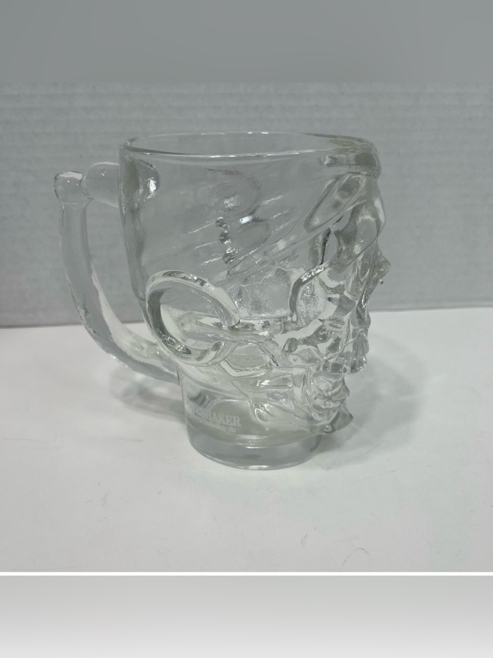 BONESHAKER large pirate Skull shaped glass Mug Tankard luminarc USA Halloween